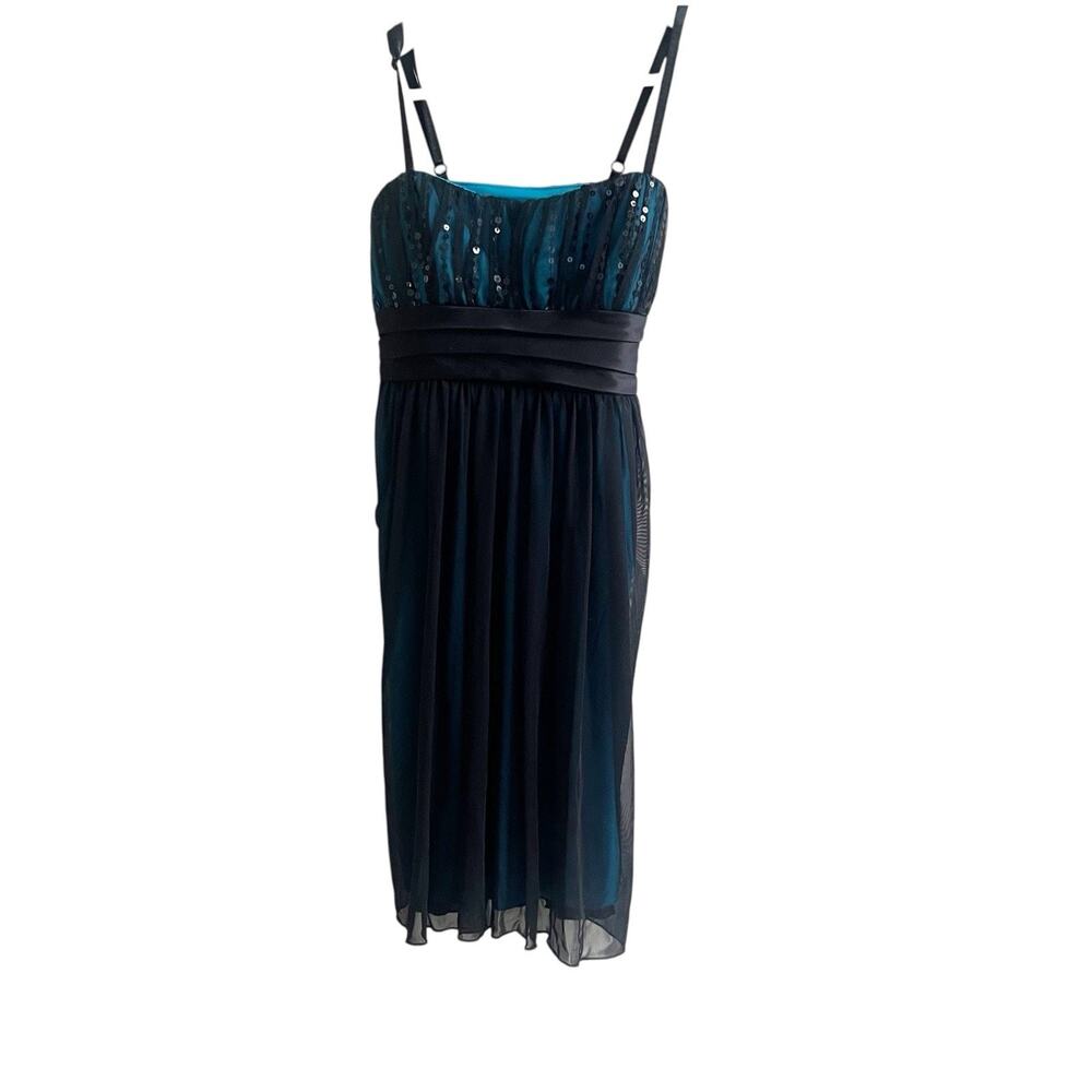 City Triangles Y2K Babydoll Dress Mesh Teal Black Size Small Whimsygoth Fairy